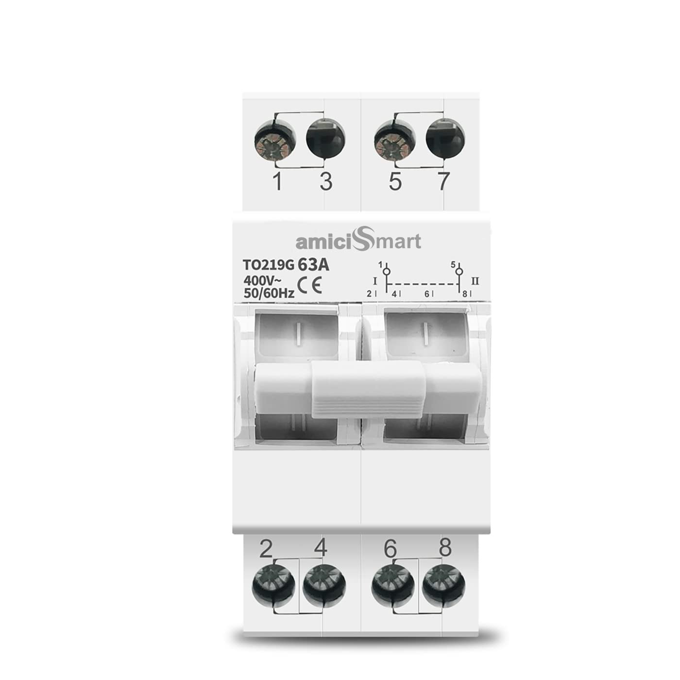 amiciSmart Dual Power Manual Transfer Switch – 63A Single Phase, 400V
