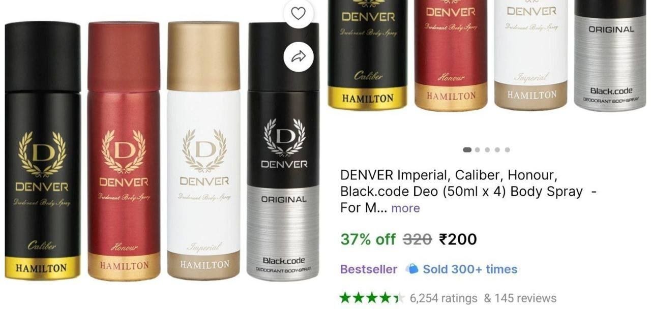 DENVER Imperial, Caliber, Honour, Black.code Deo (50ml x 4) Body Spray  -  For Men Price in India - Buy DENVER Imperial, Caliber, Honour, Black.code Deo (50ml x 4) Body Spray  -  For Men online at Sho