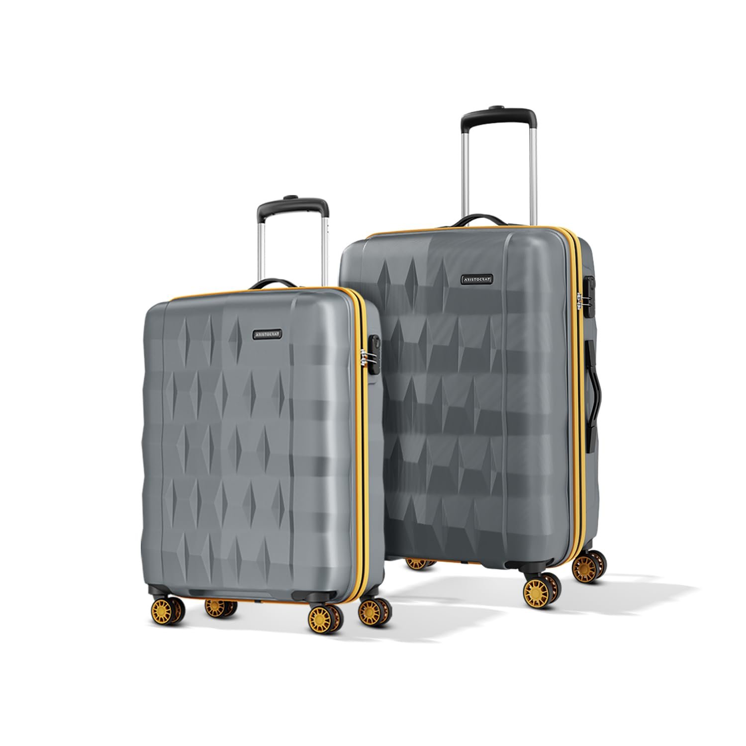 Aristocrat Comet Set of 2 (Cabin+Medium) Hard Case Trolley Bags, Grey