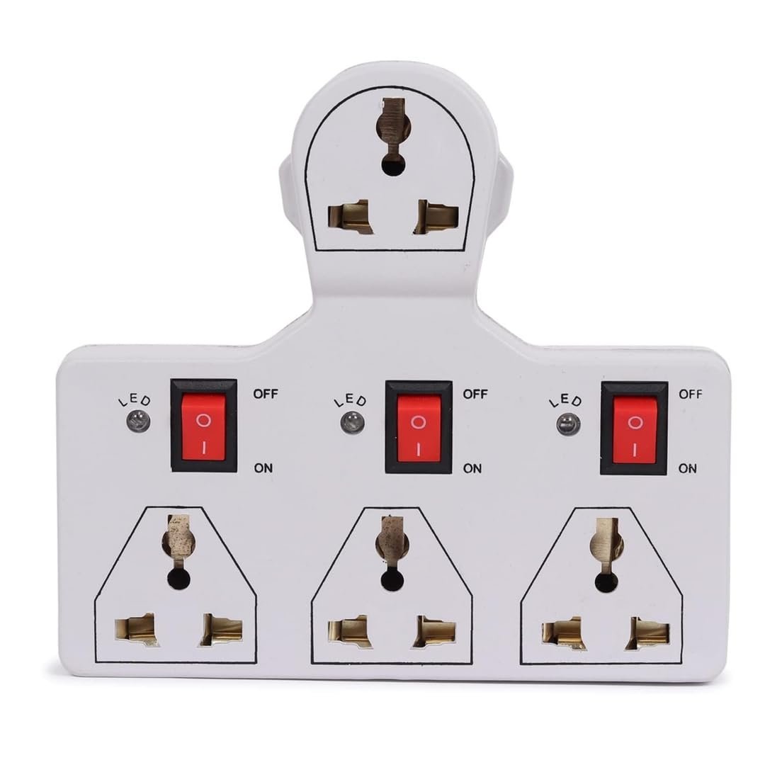 Digiway 4 Universal Socket 3 Switch Multi Plug Extension Board/Multiplug