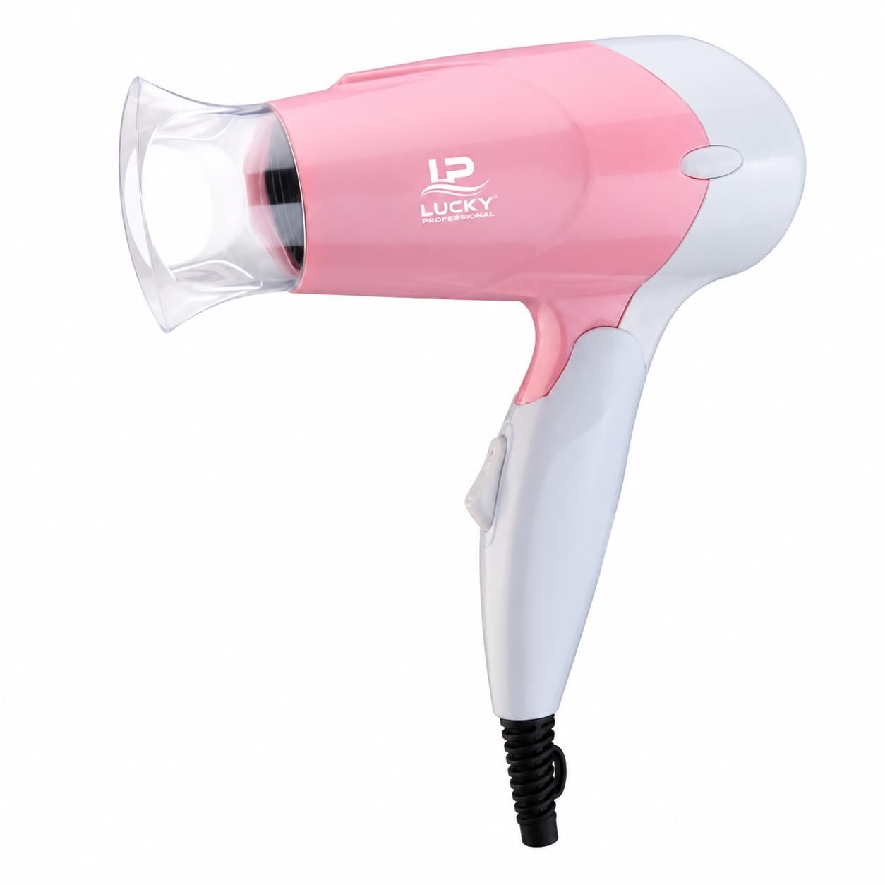 Foldable Hair Dryer for Women & Men | Portable Travel Hair Dryer with Concentrator Nozzle | 2 Heat & 2 Speed Settings | Lightweight Salon | Pink & White