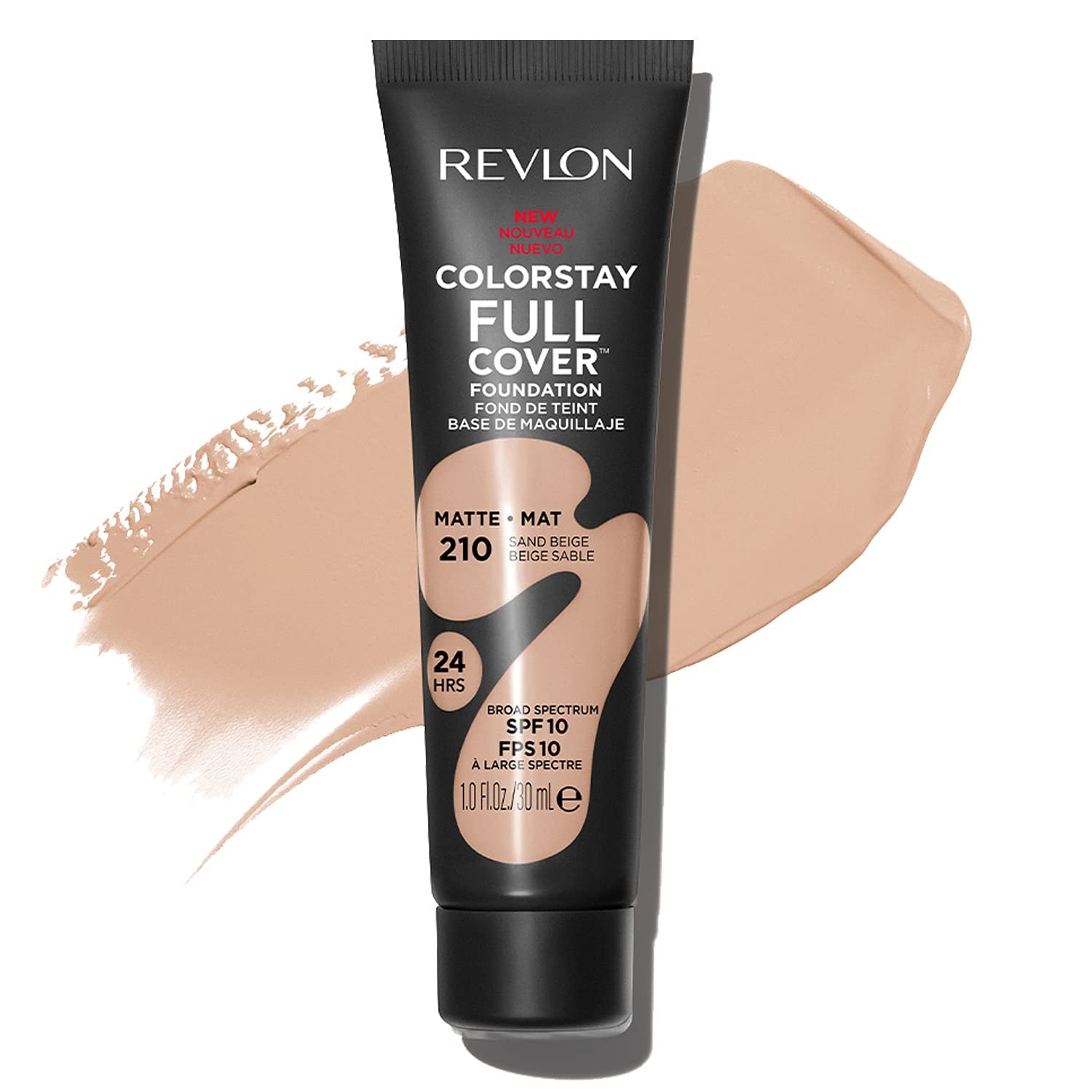 REVLON Colorstay Full Cover Foundation for woman, 24HRS Longwear + care, Infused with Hyaluronic Acid that instantly boost skin's natural moisture by +122%, Sand Beige (180)