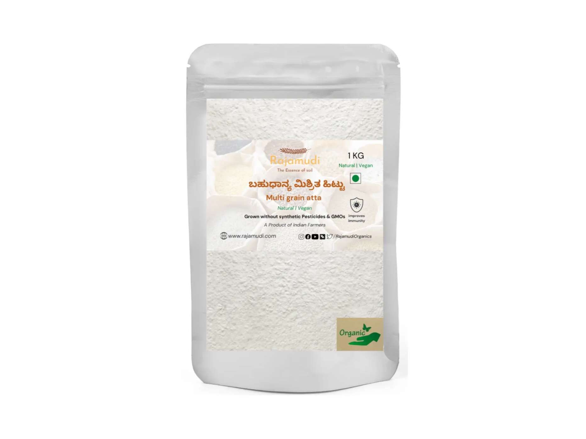 Rajamudi Organics Organic Multigrain Atta with 12 grains - 1 Kilogram