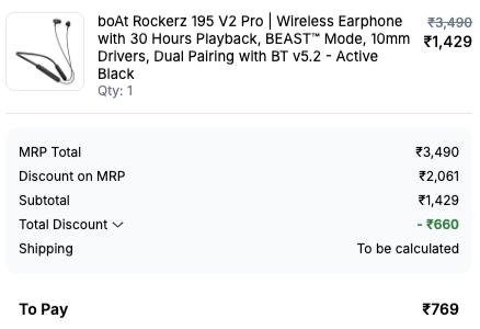 boAt Rockerz 195 V2 Pro | Wireless Earphone with 30 Hours Playback, BEAST™ Mode, 10mm Drivers, Dual Pairing with BT v5.2