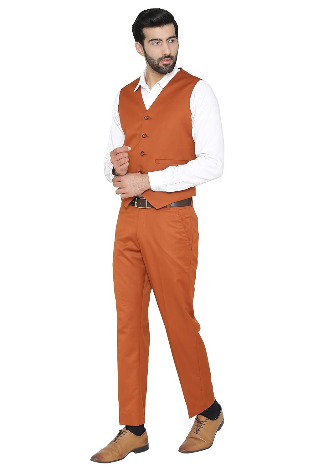 WINTAGE Men's Polyester Cotton and Evening Vest & Pant Set