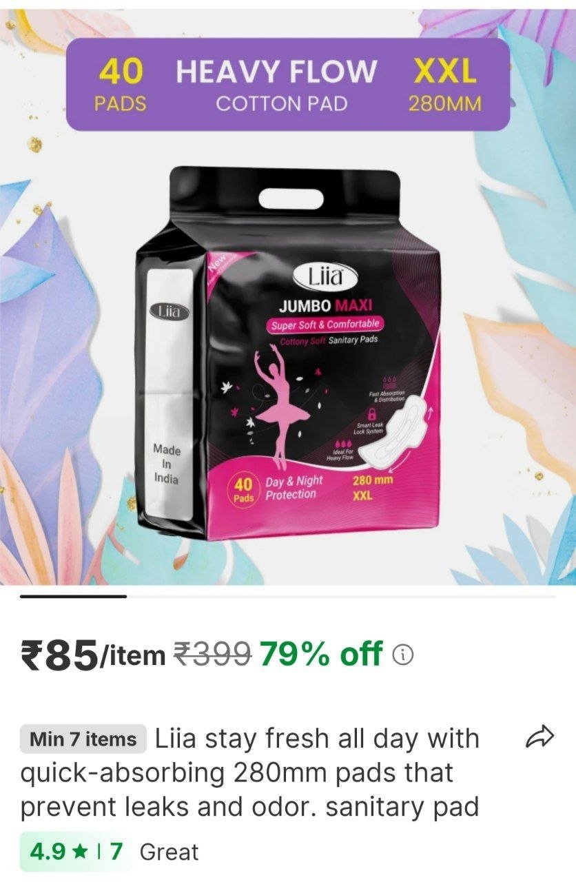liia stay fresh all day with quick absorbing 280mm pads that prevent leaks and odor sanitary pad