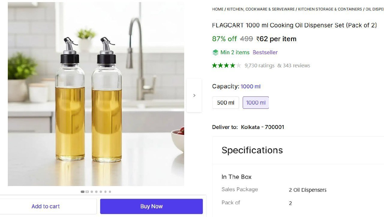 flagcart 1000 ml cooking oil dispenser set