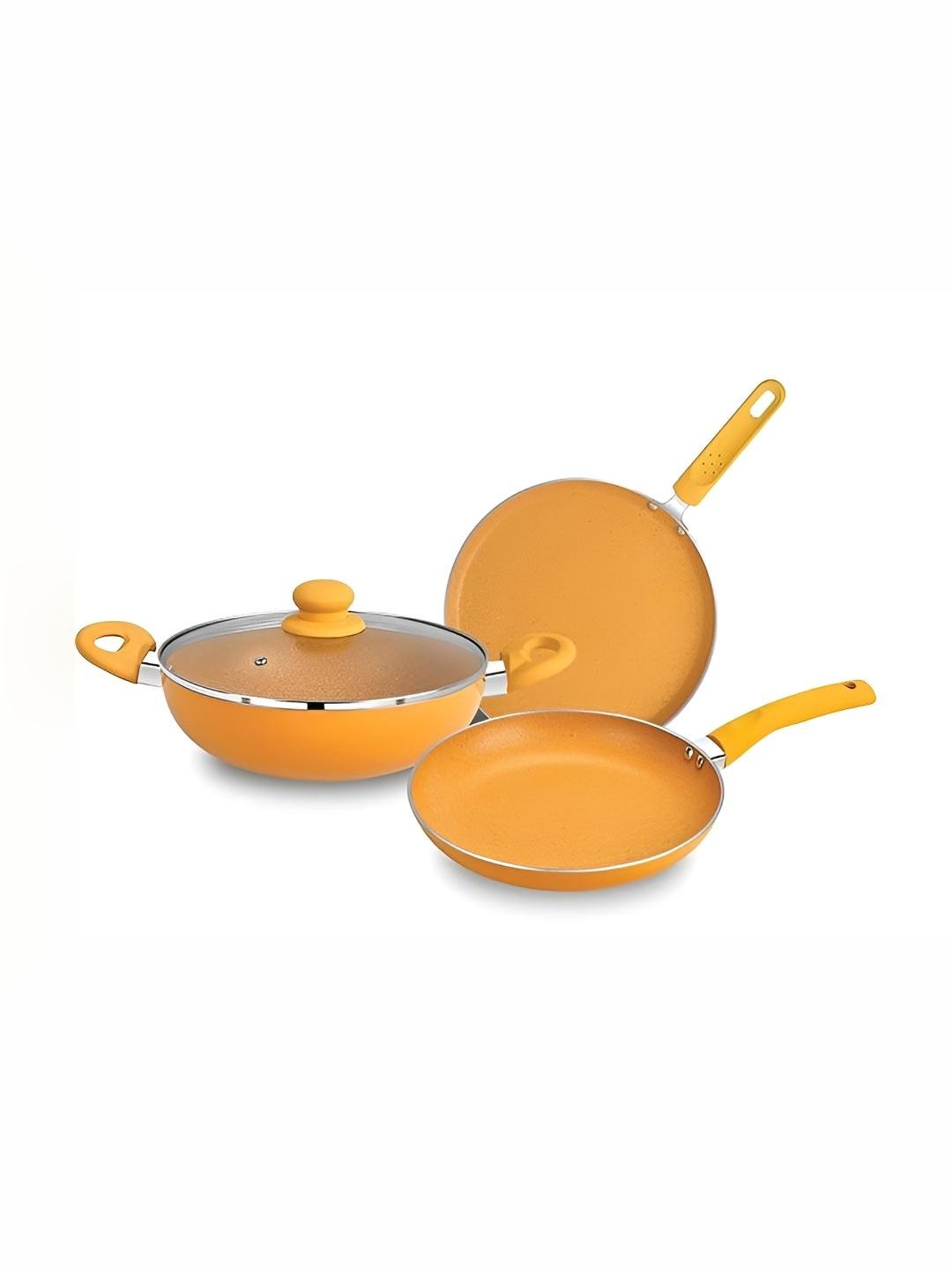 Buy BERGNER Yellow Induction Base Aluminium Cookware Set Of -  - Home for Unisex