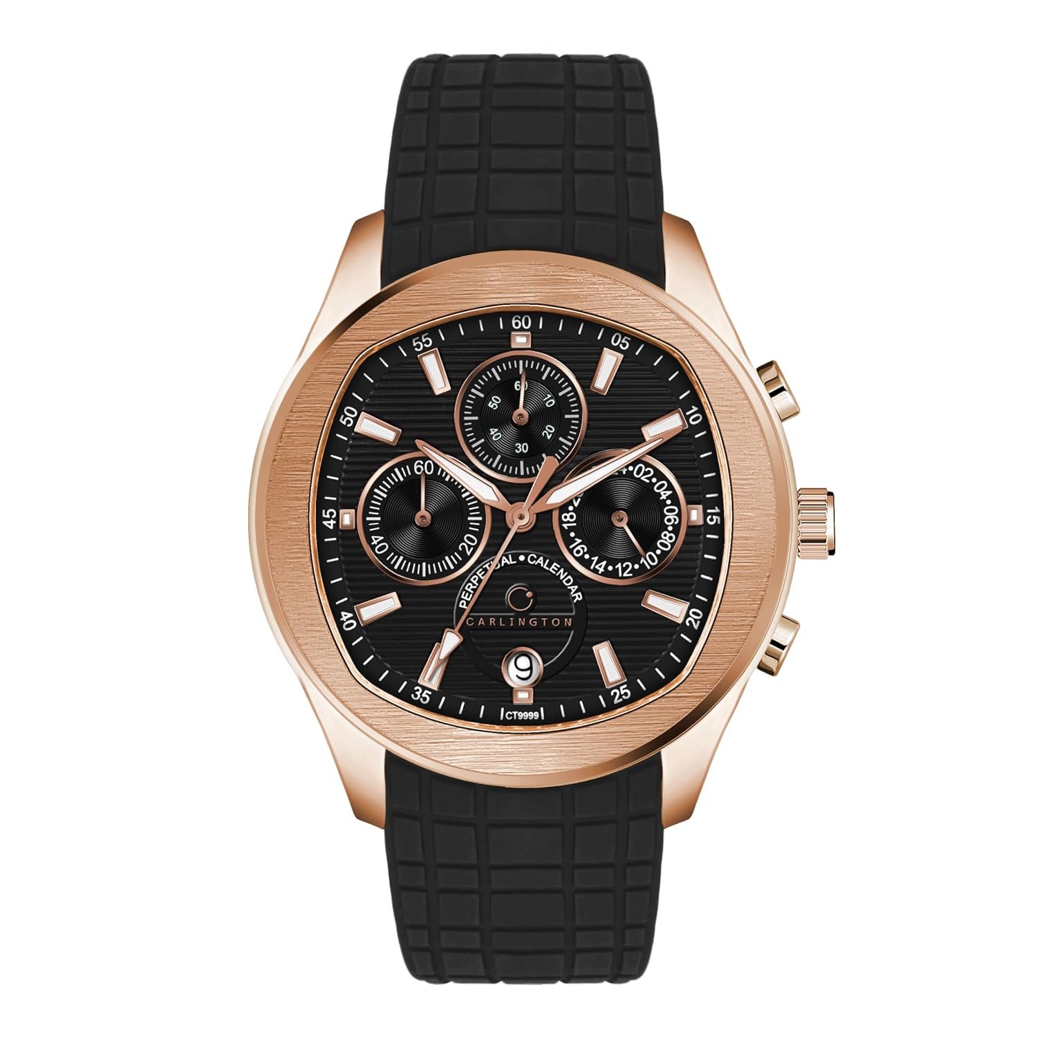 Carlington Legacy Series Men's Analog Chronograph Watch | Premium Silicone Strap | Elegant Luxury Business Sports Wrist Watch for Men & Boys - Model CT 9999