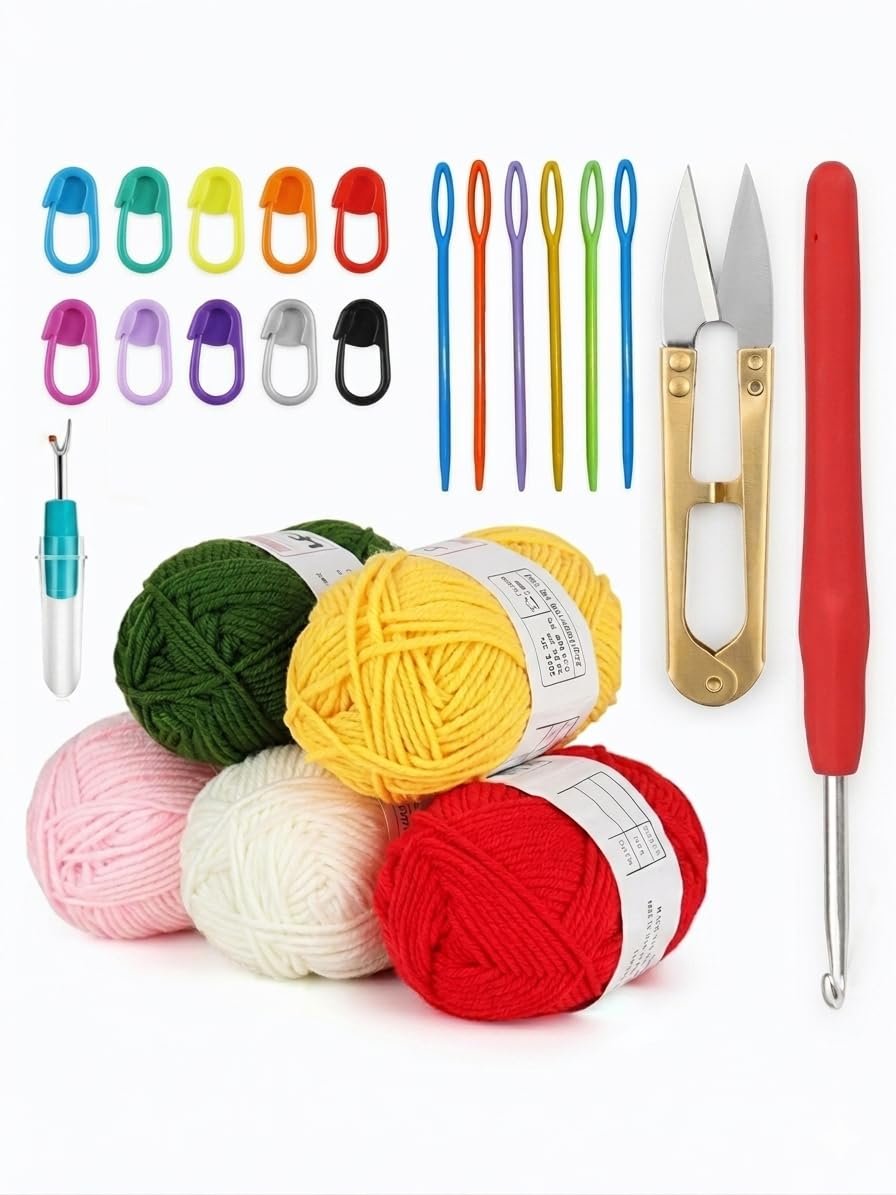 SHOP141 Crochet Hobby Kits for Beginners with Acrylic Yarn, Learn DIY Set Included Crochet Yarn Supplies DIY Tools,Crocheting Kit for Adults Kids