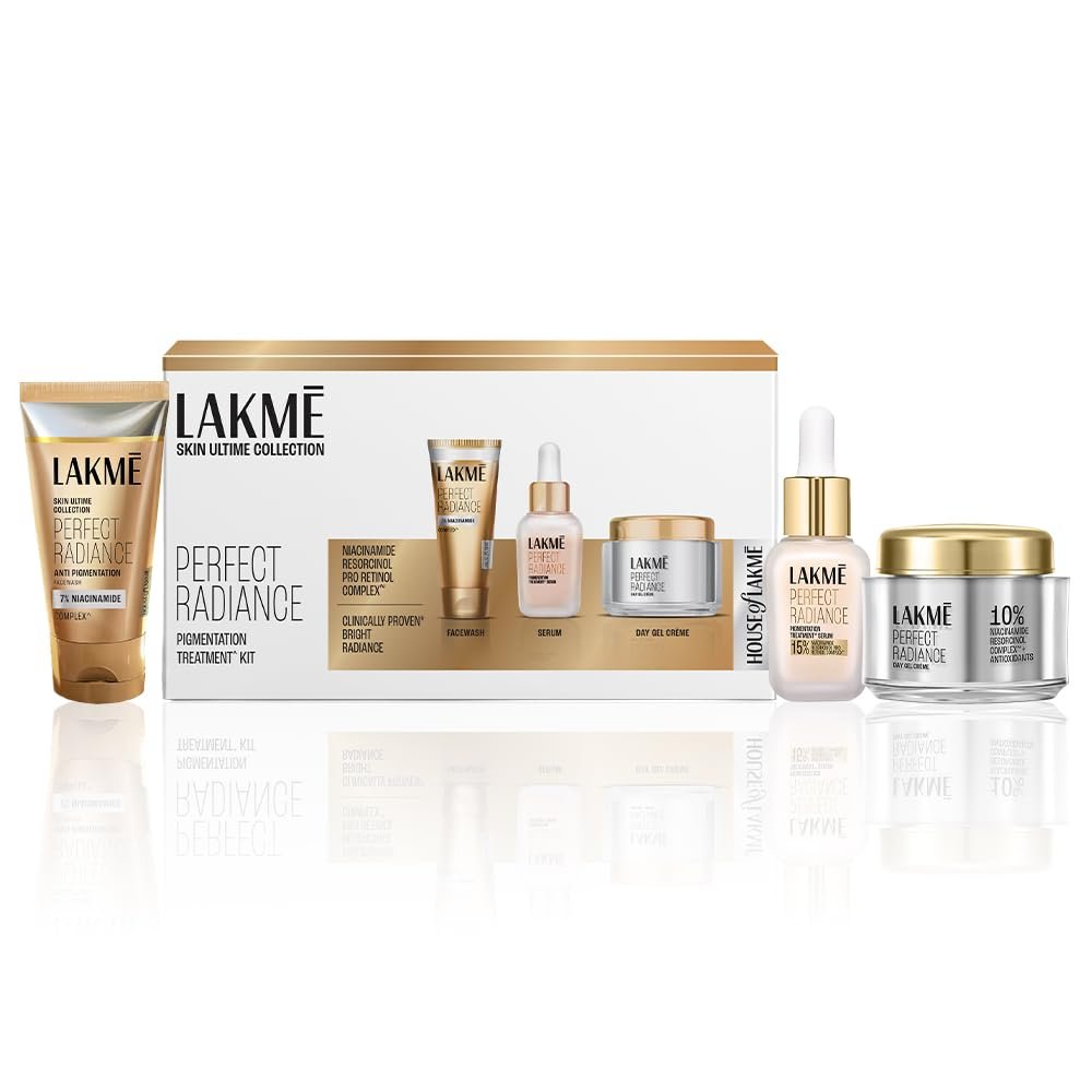 Lakmé Perfect Radiance, Pigmentation Treatment Kit, Facewash 50g + Serum 15ml + Day Creme 50g, for Uneven Skin Tone, with Niacinamide, Enhances Natural Radiance, Complete 3-Step Skincare Regimen, for 