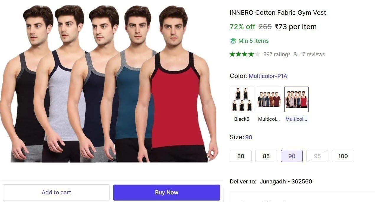 innero cotton fabric gym vest
