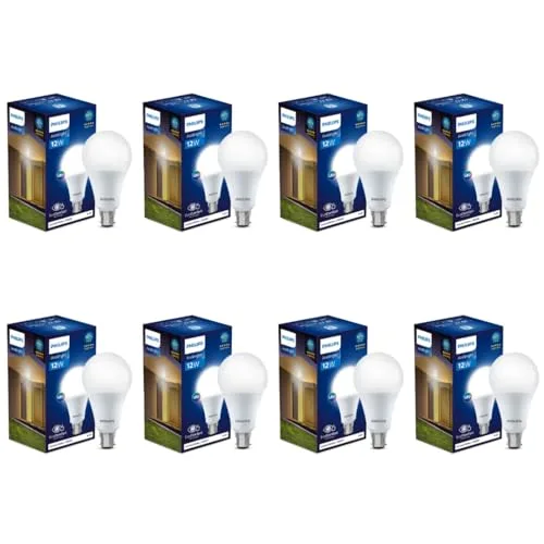 Philips Base B22 12-Watt (Pack of 8, Cool Day Light)