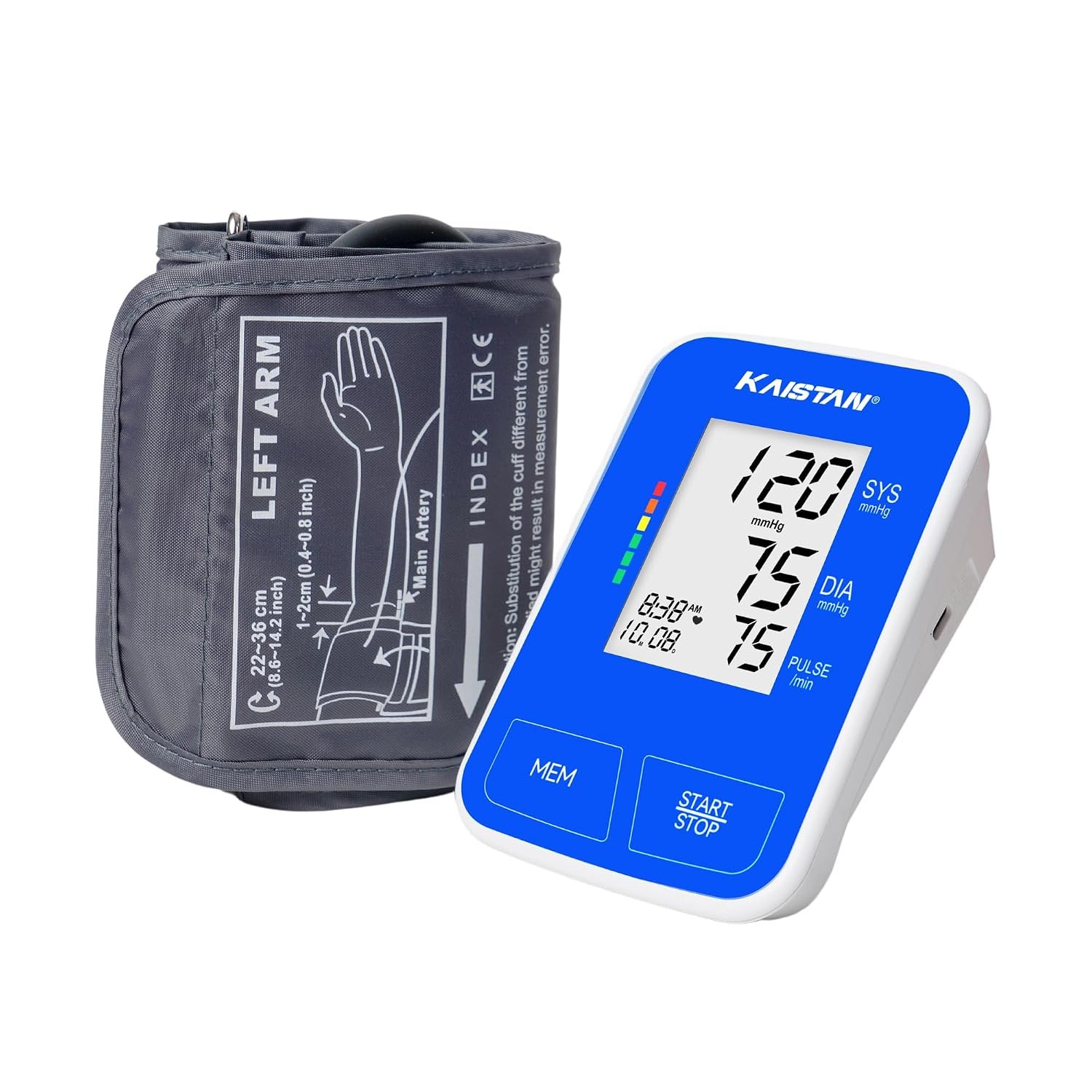 KAISTAN DBP 1231 Blood Pressure Monitor | Fully Automatic Machine for BP Monitoring & Heart Pulse Rate | Digital BP Testing Meter for Home | Dual Power Device USB cable type-C or AAA battery | 120