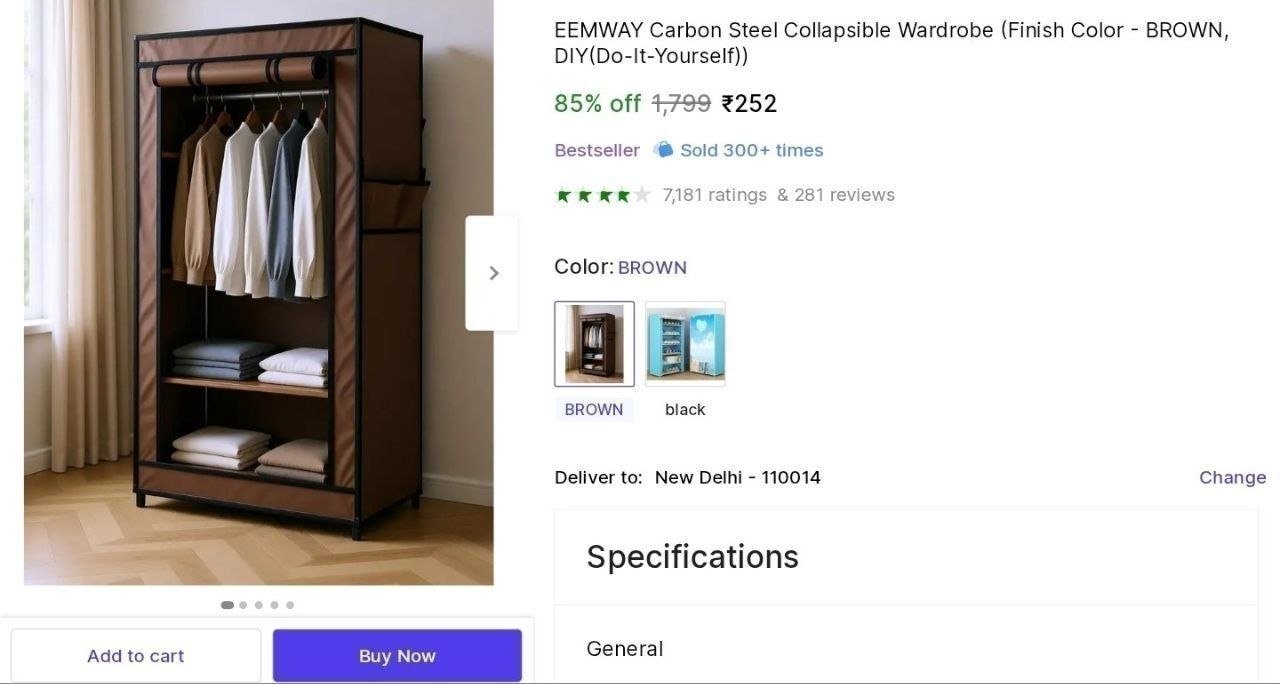 eemway carbon steel collapsible wardrobe
