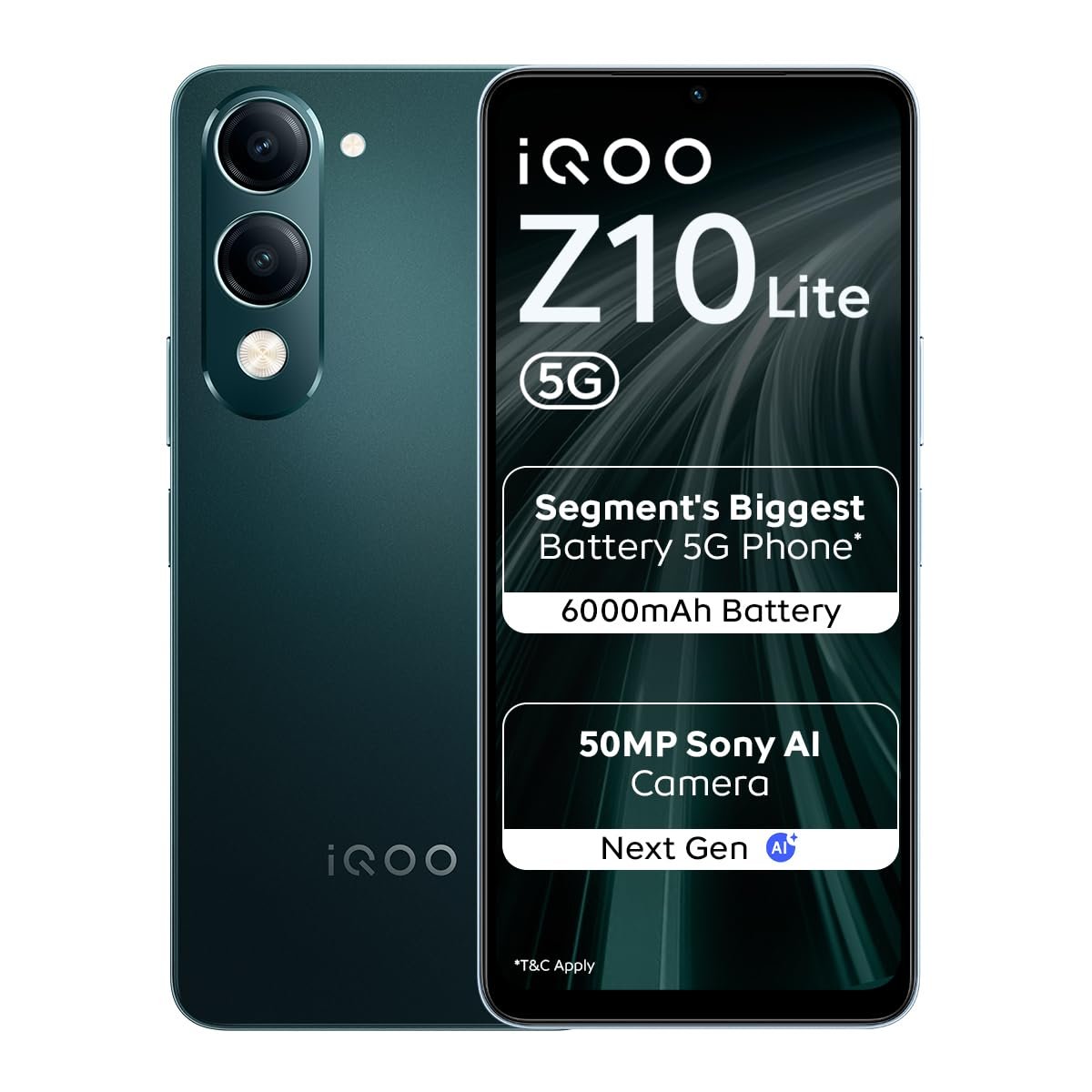 iQOO Z10 Lite 5G (Cyber Green 2026, 4GB RAM, 64GB Storage) | Dimensity 6300 5G Processor | 50MP Sony AI Camera | 6000 mAh Battery | IP64 Rated & Military Grade Shock-Resistance*
