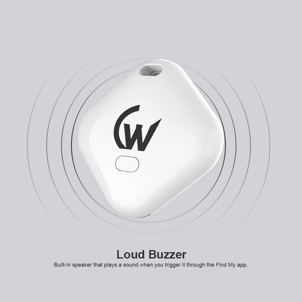 Air Tag for Apple with Loud Buzzer, Works with Apple Find My(No App Required), Worldwide Tracking for Keys, Wallets, Luggage, Pets and More, No Sim Needed, Replaceable Battery(White)