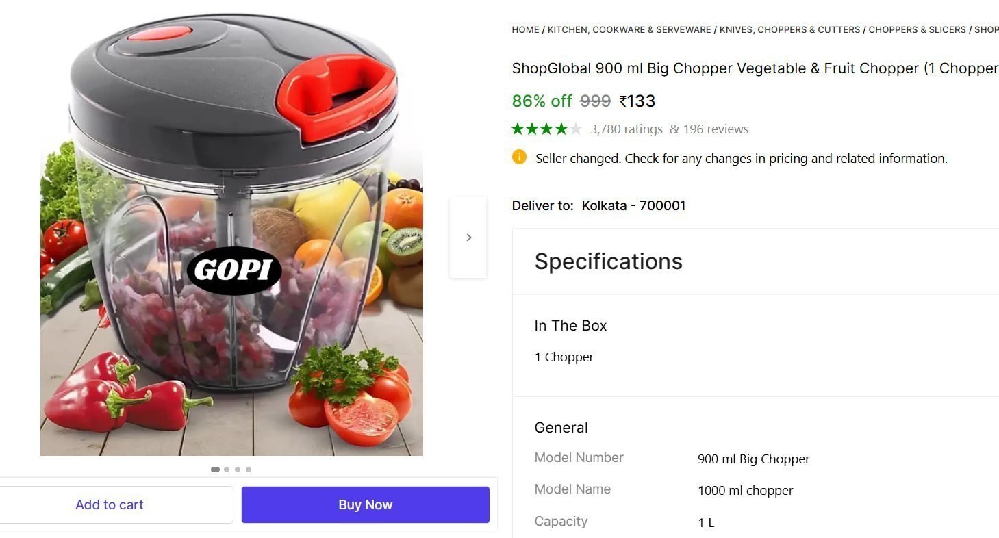 shopglobal 900 ml big chopper vegetable fruit