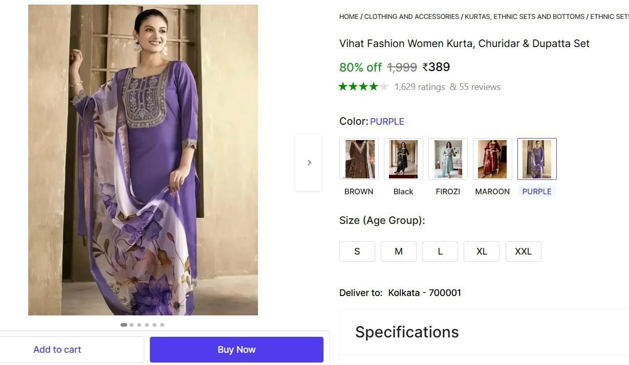 vihat fashion women kurta churidar dupatta set