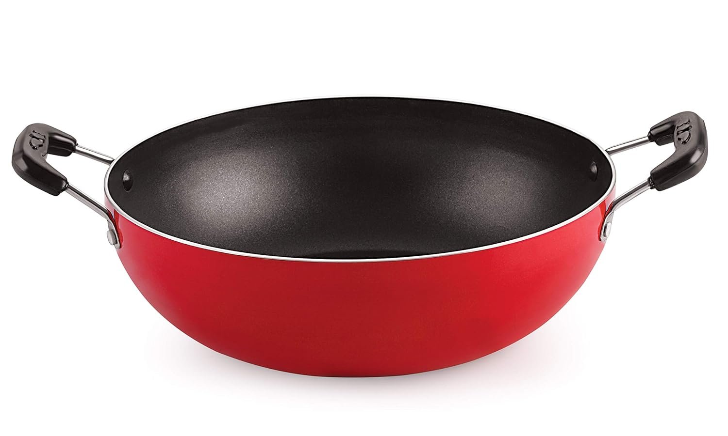 Nirlon Kitchen Accessories for Cooking Nonstick Kadhai/Wok 22cm - 1.8 Liter with Handle[3mm_Clasic_KD12]