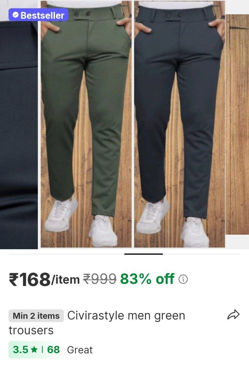 civirastyle men green trousers