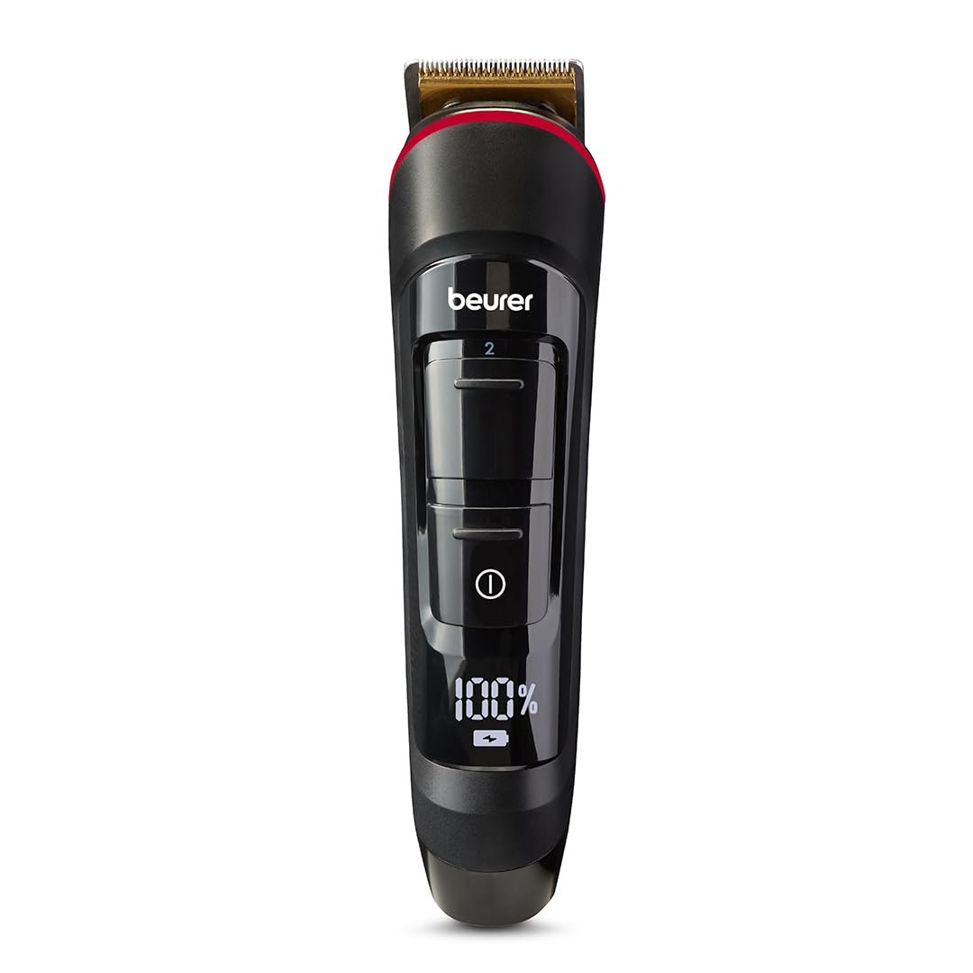 Beurer MN4X Beard Trimmer, for trimming and shaving, 2 stainless steel blades, 12 cutting lengths, 2 step fine adjustment, maximum skin care, washable razor head