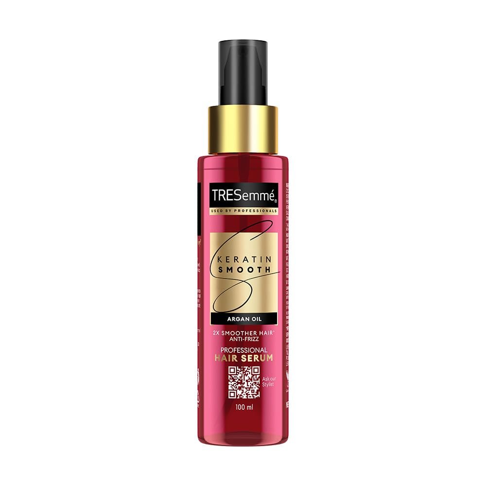 TRESemmé Keratin Smooth Anti Frizz Serum 100ml | 72H Frizz Control, Heat Protection & 2X Smoother Hair | Paraben Free Hair Serum for Dry Frizzy Hair