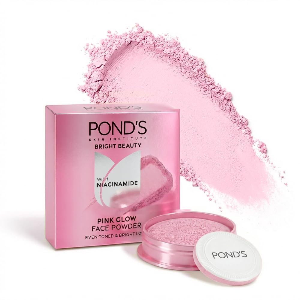 POND'S Natural Glow Face Powder, Pink Glow, 30g, for Fresh Even-Toned Skin, with Sunscreen, Covers Dark Spots, Dermatologically Tested, lightweight formula | Provides an instant brightness