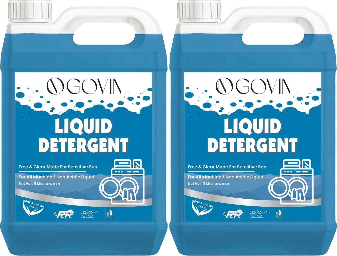 GOVIN WASH fabric care blue Detergent Liquid for Washing Machine combo pack of-2.