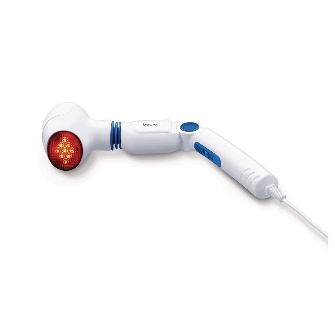 Beurer MG 40 Rotating Massage Head Vibrating Massager,4 Interchangeable Attachments&3 Function Levels,Vibration Massage,Infrared Heat With Infrared Heat,3 Yrs Warranty,Corded Electric For Pain Rel