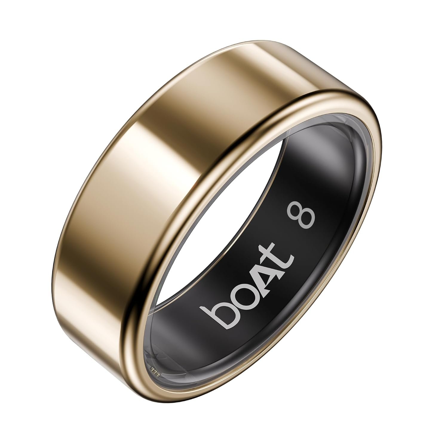 Boat SmartRing Active Plus, Auto HR, Sleep, SpO2, Stress & Skin Temperature Monitor, Stainless-Steel Build, 5 ATM, Weighs Only 5 gm, Portable Charging Case, smart Ring for Men (8, Rose Gold)