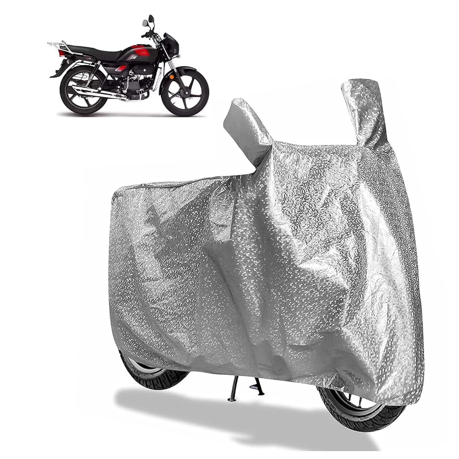 Sulfar Bike Cover for Hero MotoCorp Splendor Plus Xtec (125cc Bluetooth) | Waterproof, Dustproof & UV Protected | All Weather Two Wheeler Cover (Silver) New 2026 Variants