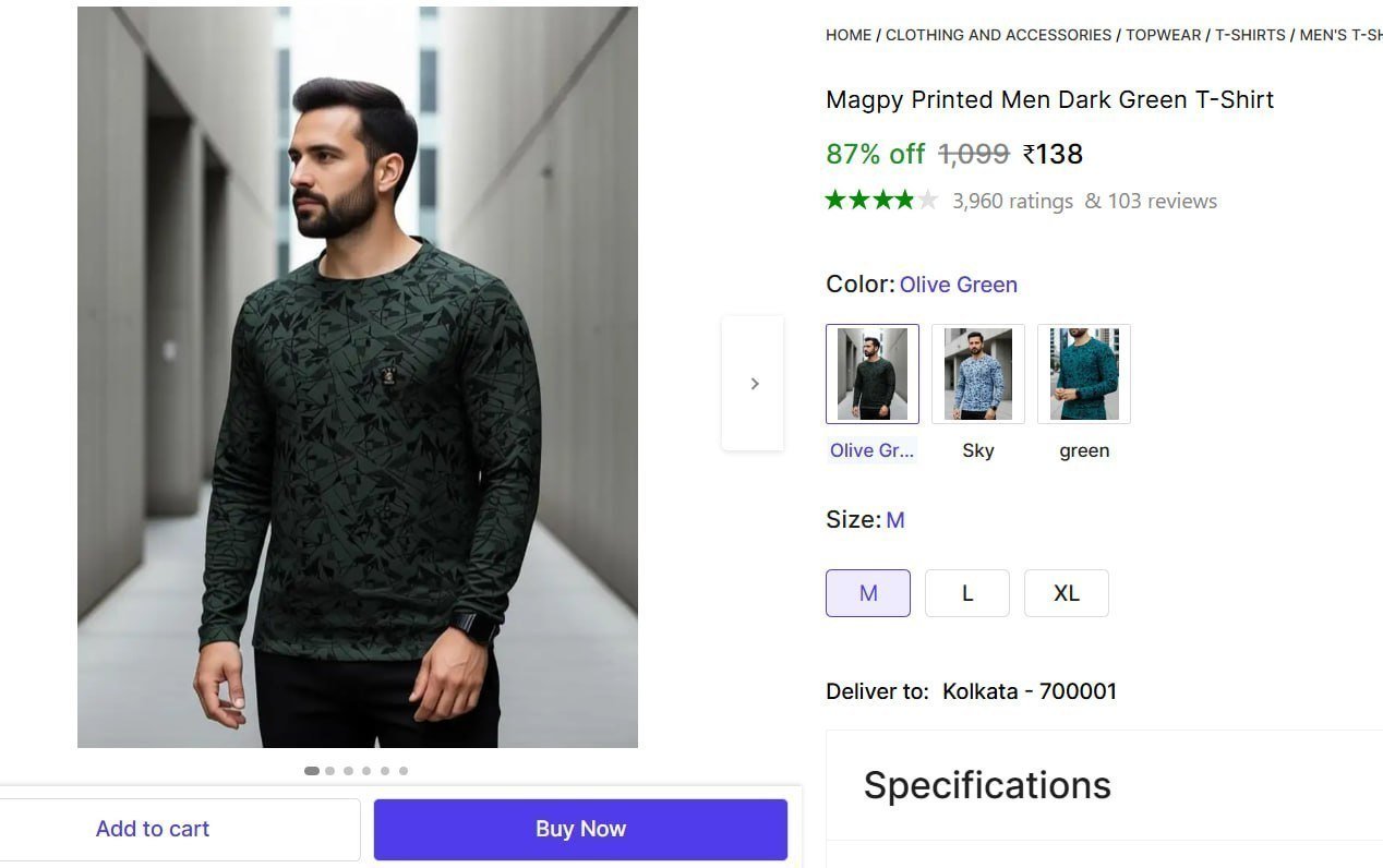 magpy printed men dark green t shirt