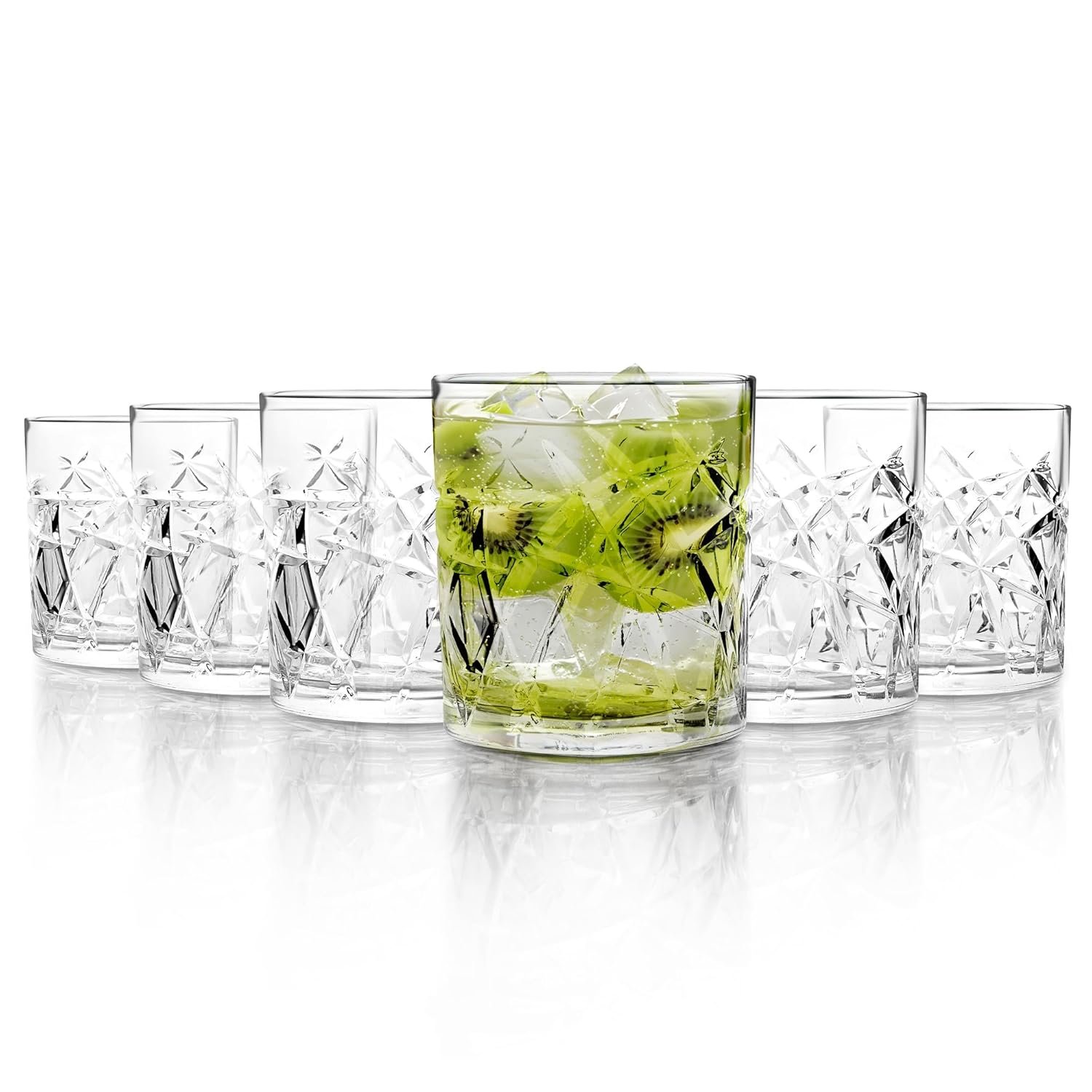 CELLO Swirl Rock Tumbler Glass Set of 6, 325ml Each | Dishwasher Safe | Comfortable Grip | Perfect Glasses for Drinking Water, Juice, Cocktail, Mocktail, Cold Drinks | for Daily Use & Gifting