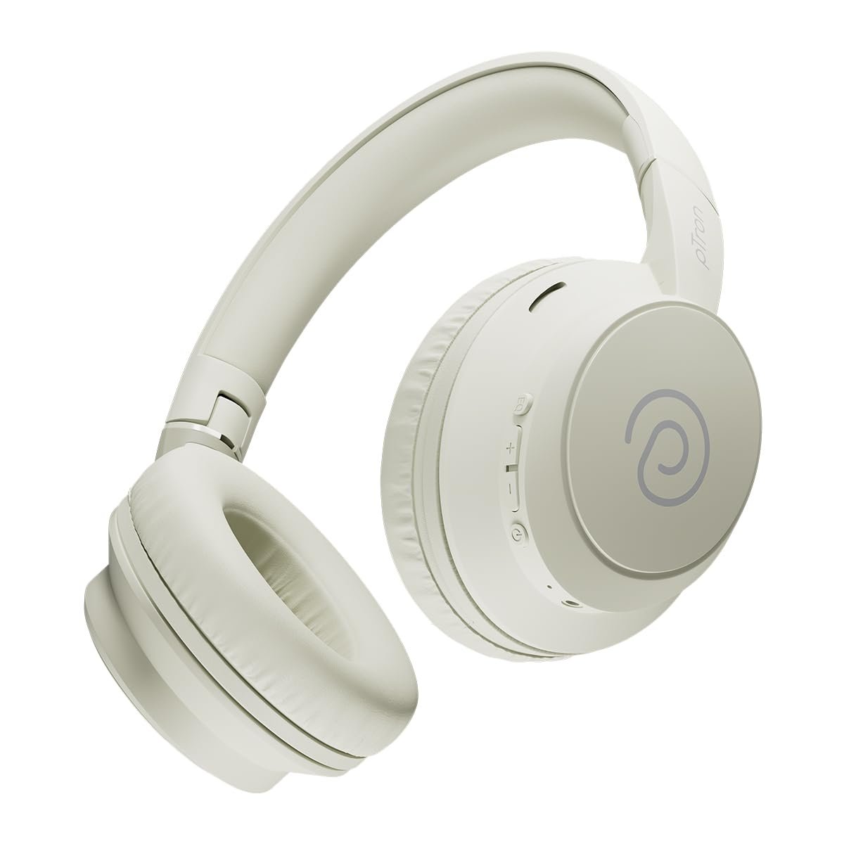 pTron Studio Evo 70hrs Playtime Wireless Over Ear Headphones w/HD Mic, Dual Device Pairing, Low-Latency Game/Movie/Music Modes, Punchy Bass, BT5.3, Voice Assistant & Type-C Fast Charging (Beige)