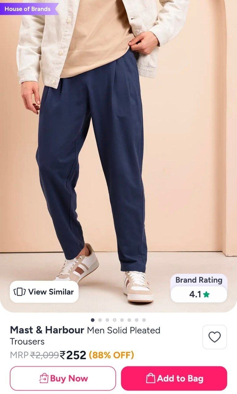 Buy Mast & Harbour Men Solid Pleated Trousers -  - Apparel for Men