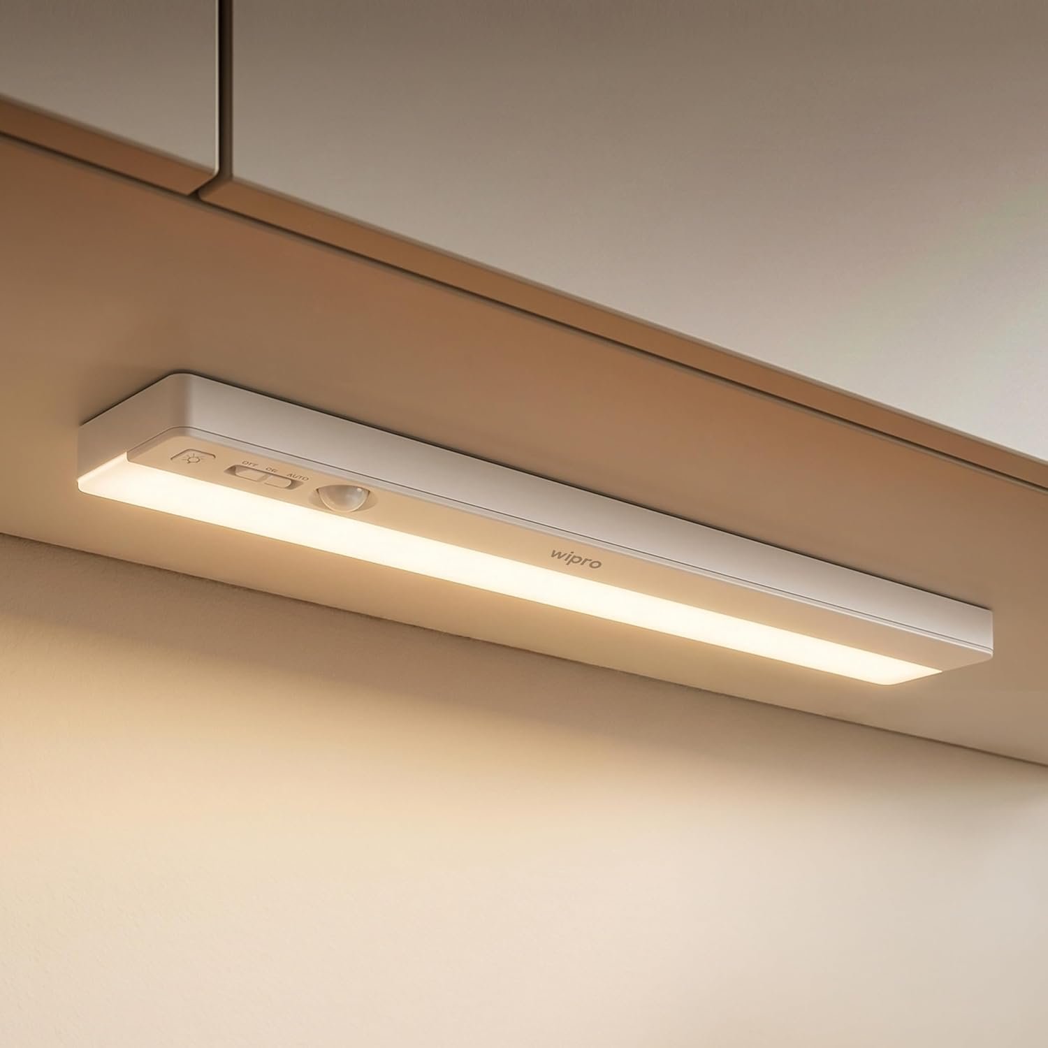 wipro Garnet Motion Sensor Cabinet Light SL1 | 3 Color Modes-Warm, Neutral, Cool White | Auto On/Off Lights for Kitchen, Wardrobe & Shelf | Magnetic Stick On| Wireless| 4*AAA Batteries Required |P