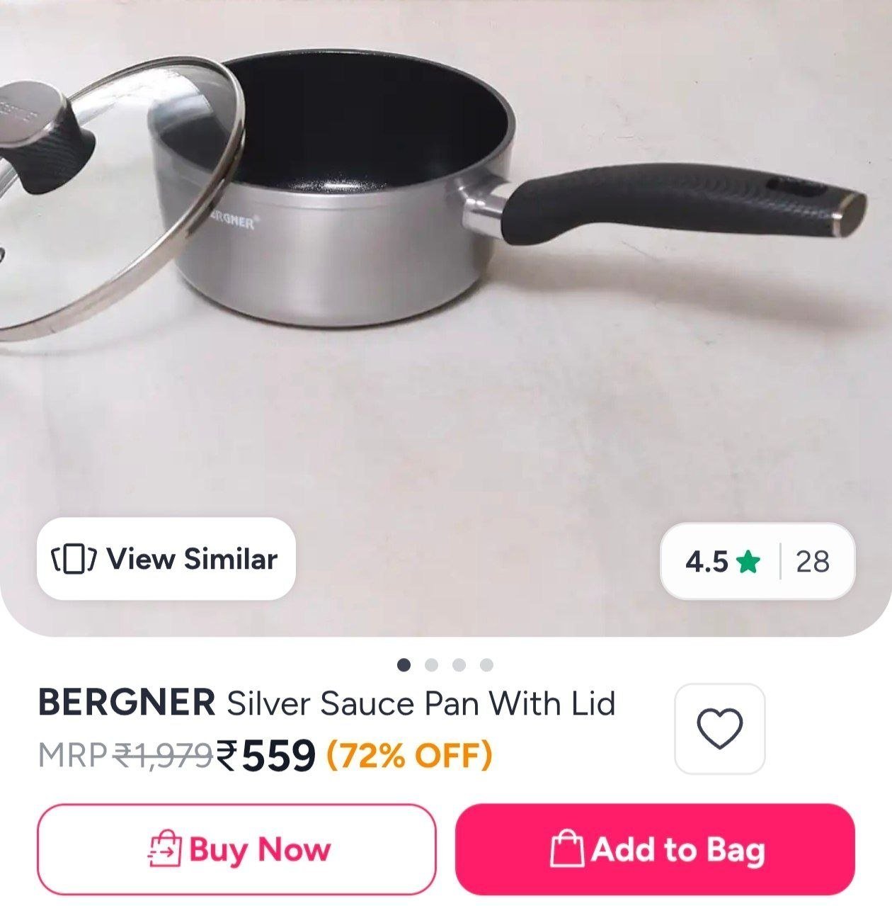 Buy BERGNER Silver Sauce Pan With Lid -  - Home for Unisex