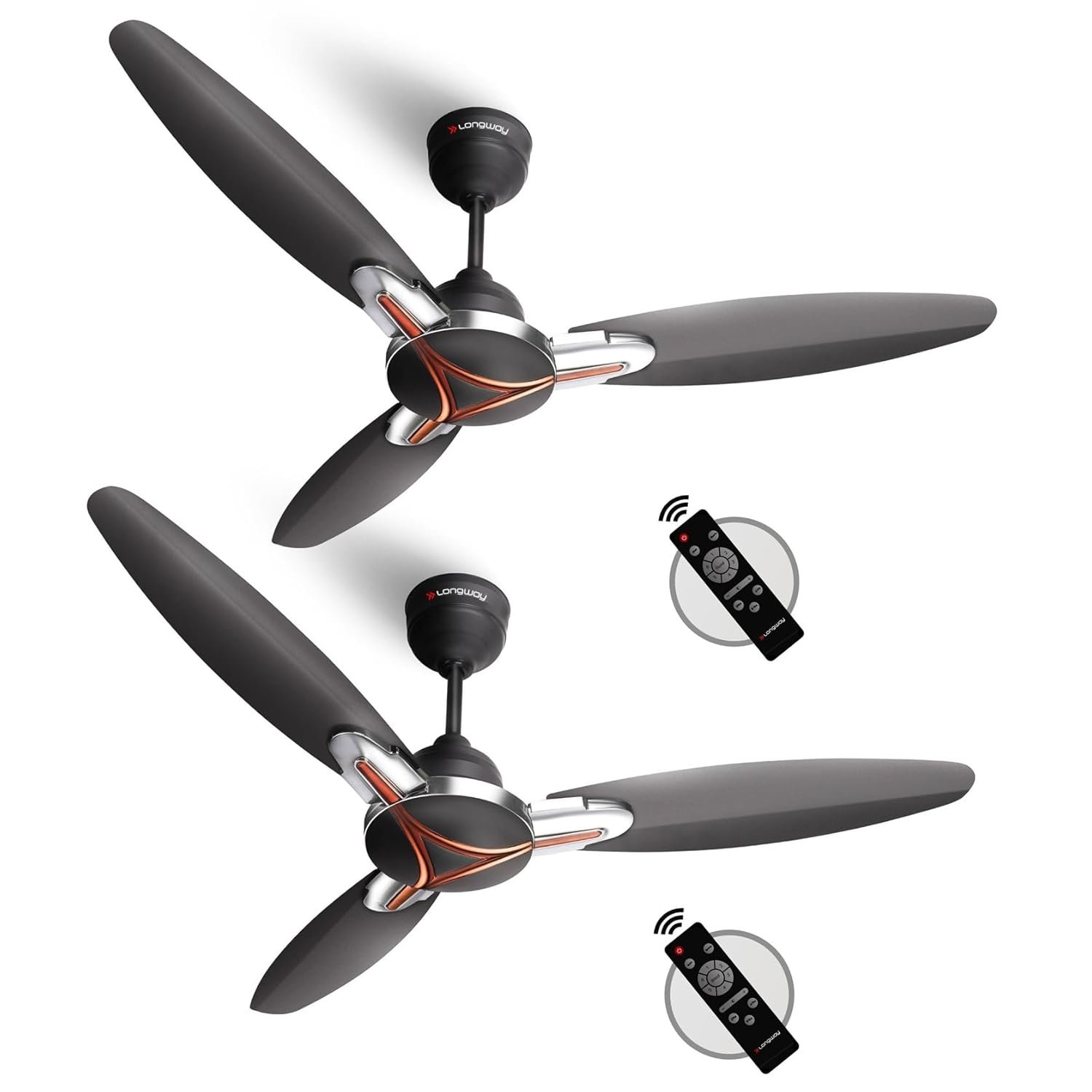 LONGWAY Zephyr 1200 mm BLDC Ceiling Fan with Remote Control | BEE 5 Star Rated Energy Efficient | Ultra High Speed 3 Blade Anti-Dust Decorative Ceiling Fan | 3 Years Warranty (2, Smoked Brown)