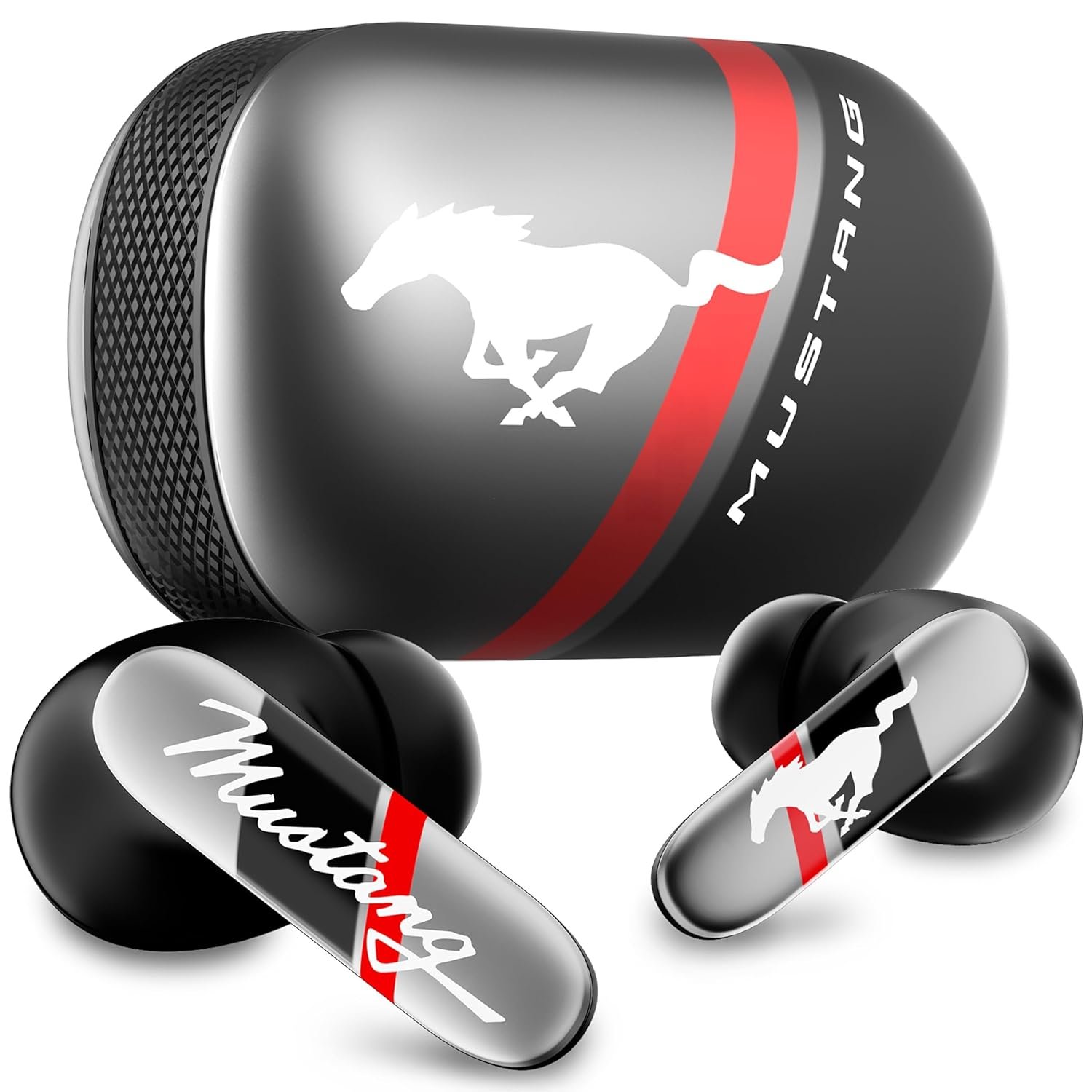 GOBOULT Mustang Dyno Earbuds with 60H Playtime, App Support, Dual Pairing, 4 Mics ENC, 45ms Low Latency, 13mm Drivers, Touch Controls, Made in India, IPX5 Ear Buds Wireless (Silver)