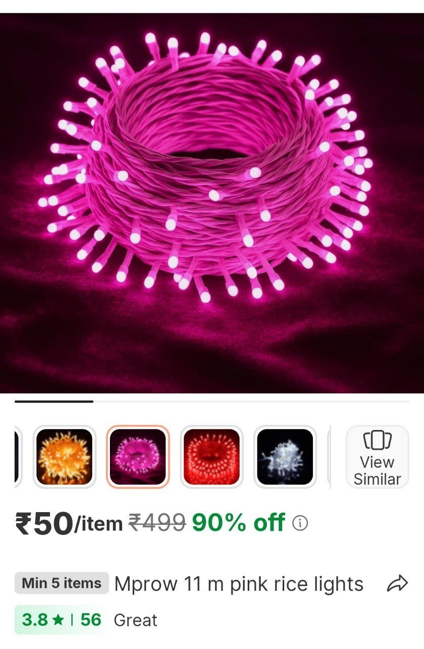 mprow 11 m pink rice lights