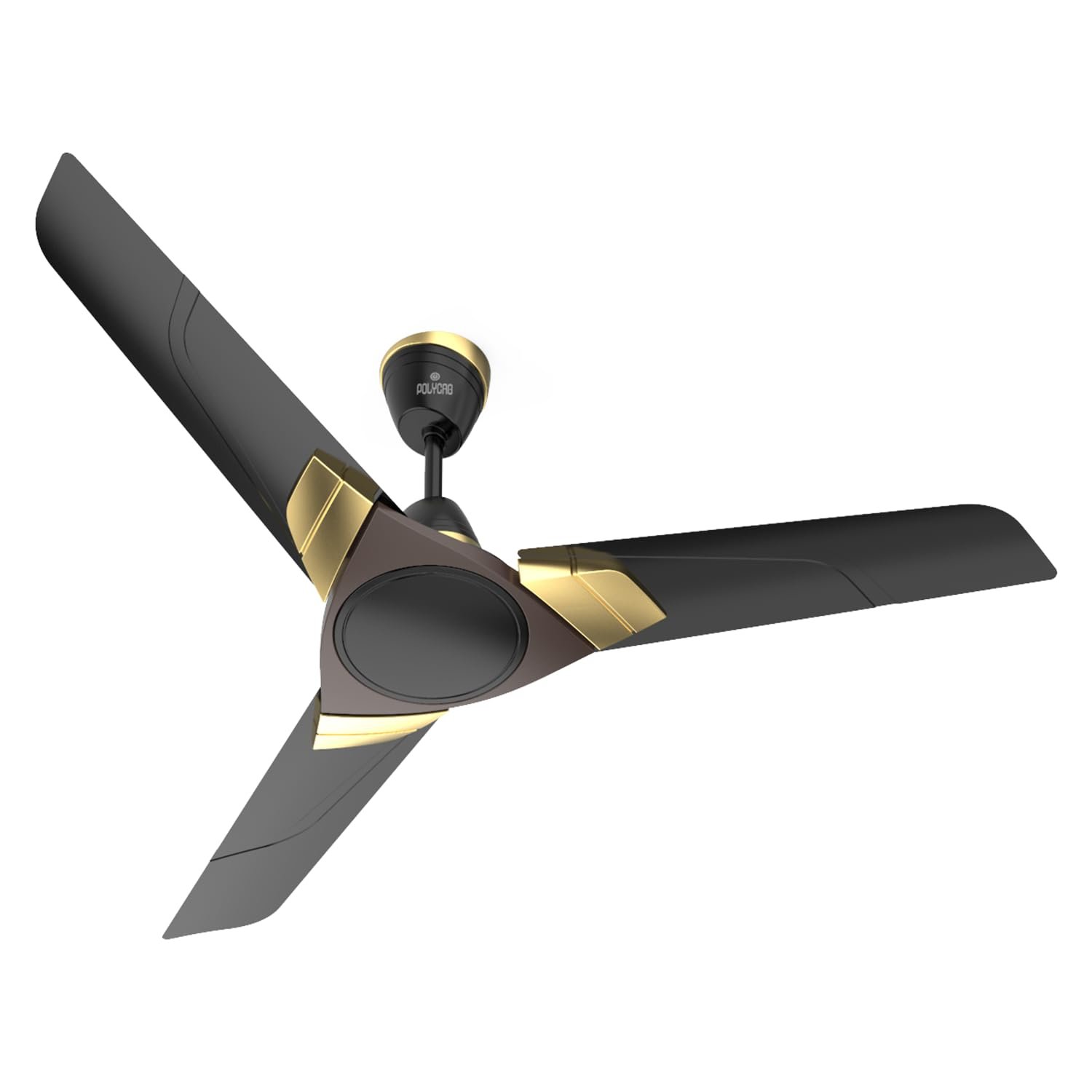Polycab Aereo Plus Star Rated, 1200mm Ceiling Fan For Home | High Speed & Air Delivery | Saves Up To 33% Electricity, Rust-Proof Blades, 52 Watt | 3-yr Warranty (Matt Black Choclate Gold)