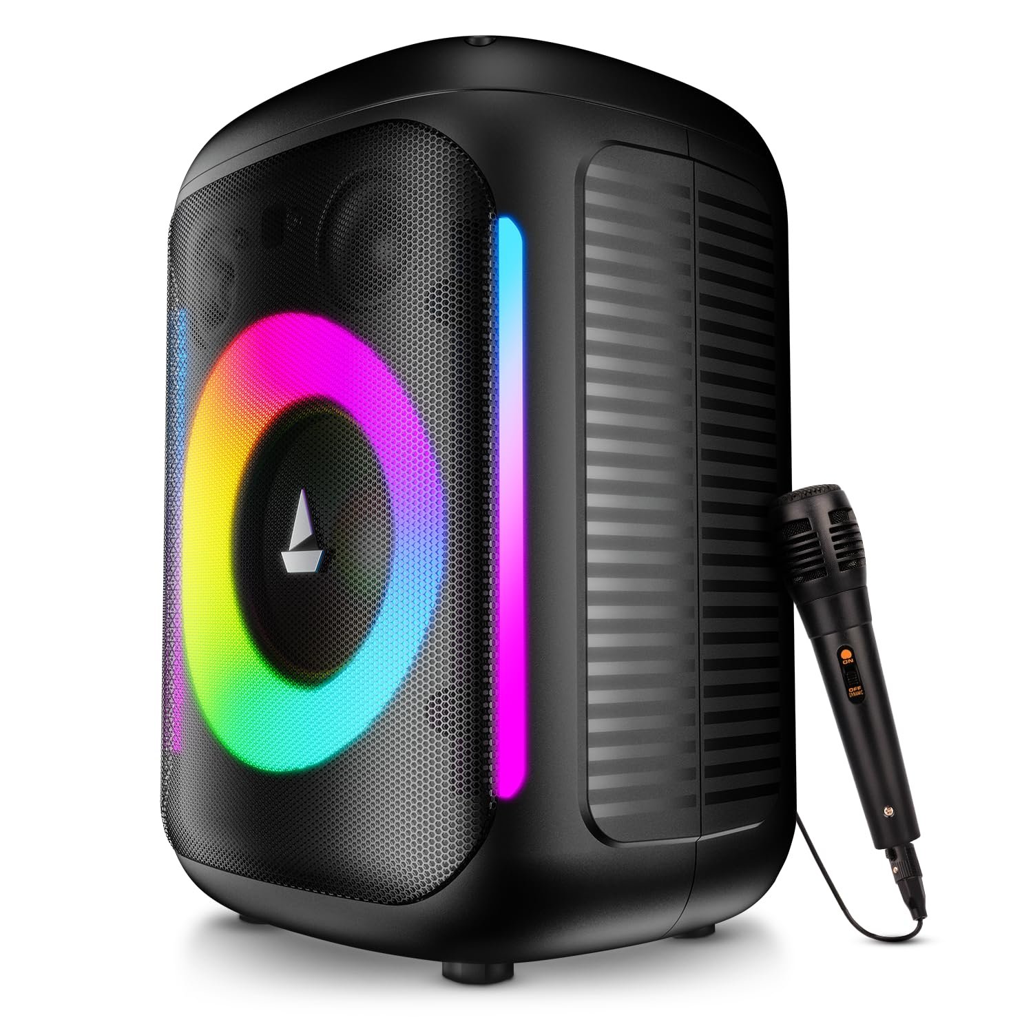 boAt PartyPal 30, 25W Signature Sound, RGB LEDs, Wired Mic for Karaoke, Up to 6H Battery, TWS Mode, Multi Connect, Bluetooth Speaker, Wireless Speaker, Portable Speaker (Premium Black)