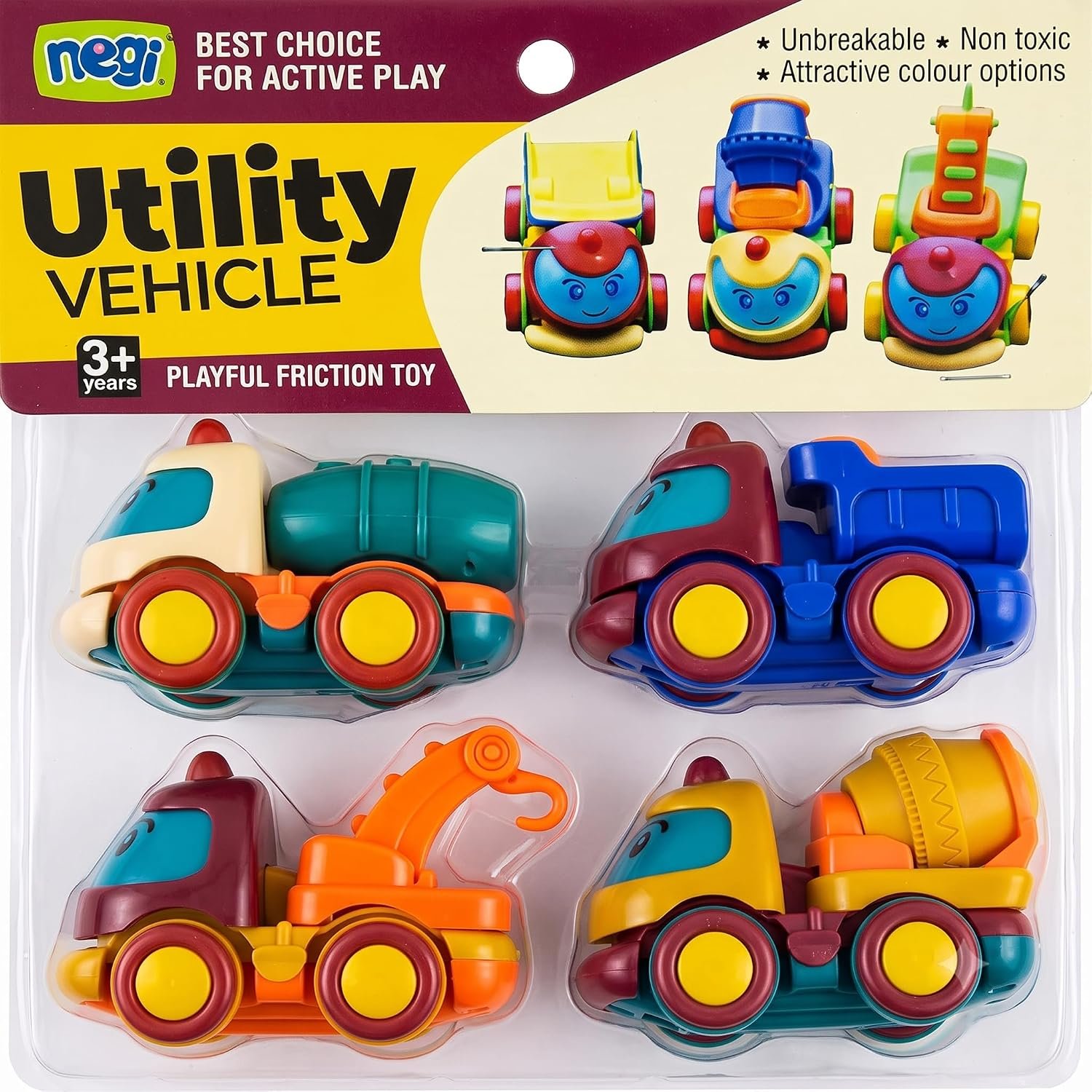 Negi Utility Vehicle Toy for Kids – Non-Riding Construction & Rescue Vehicle, Durable Action Play Toy for Boys & Girls, Indoor & Outdoor Play, Ages 3+