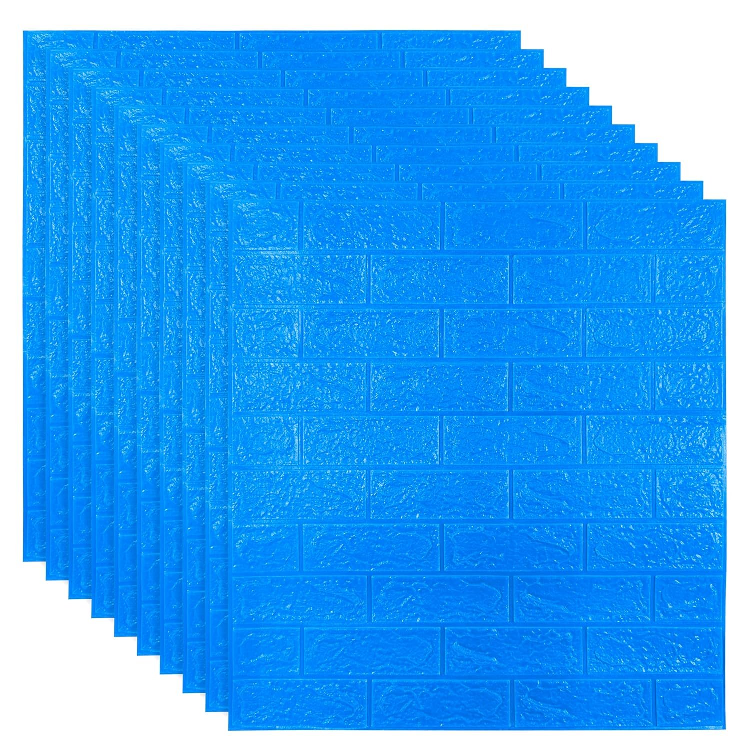 Rylan Self-Adhesive Waterproof PE Foam 3D Wall Panels Wallpaper Sticker for Bathroom, Living Room, and Home Decoration (70 x 77cm, Appx. 5.8Sq Feet)-1 Piece-Dark Blue