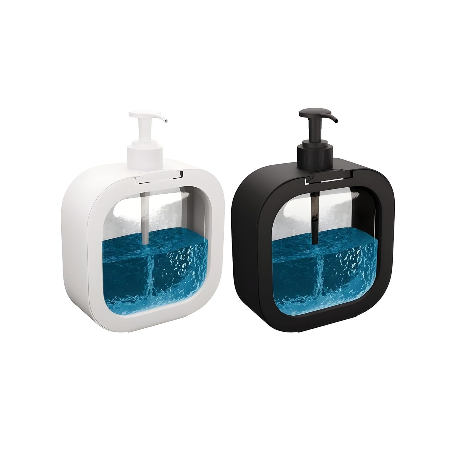 Multipurpose Liquid Soap Refillable Plastic Dispenser Hand Wash, Dish Wash, Shampoo, Conditioner, Shower Gel Lotion for Bathroom and Kitchen 300ml (Pack of 2) (White)