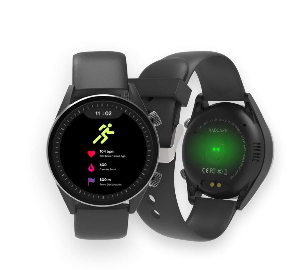 WatchOut Wearables Presents Mad Gaze : World's First Gesture Controlled & 4G IoT Enabled Silicone Smartwatch (Black)