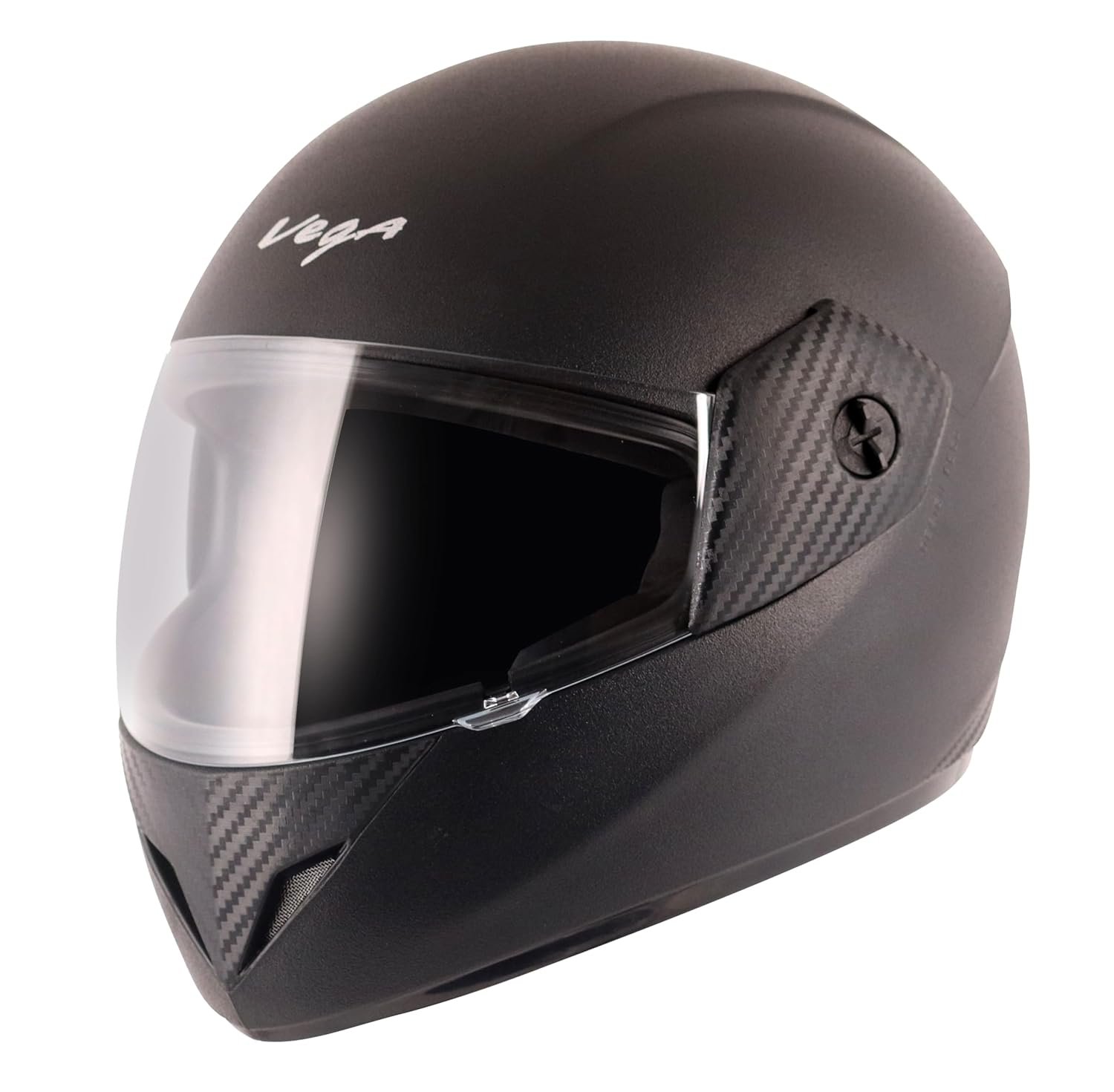 Vega Cliff ISI Certified Lightweight Full Face Gloss Finish Helmet for Men and Women with Clear Visor(Black, Size:L)