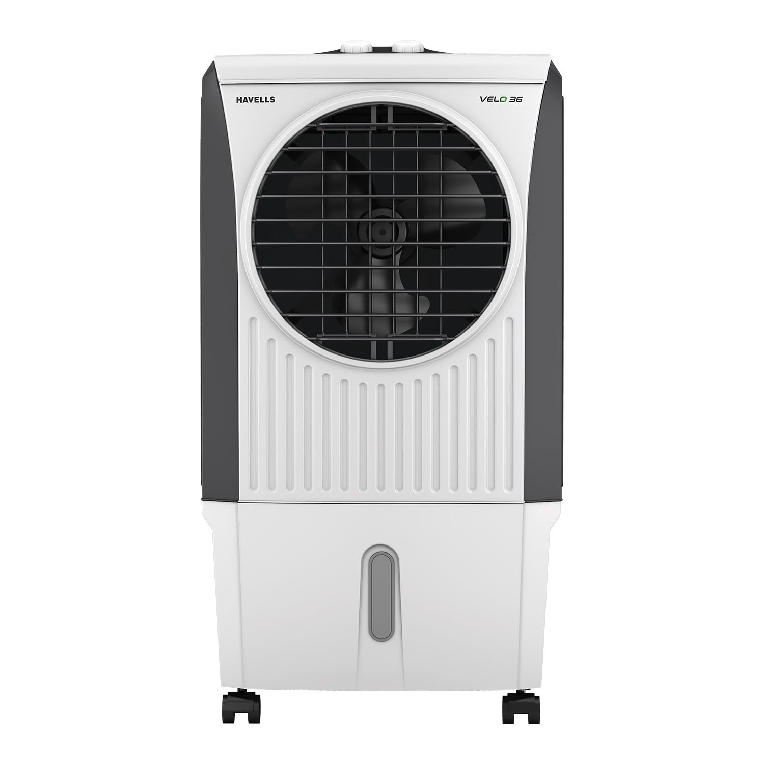 Havells Velo 36 L Personal Air Cooler for Room|Powerful Air-Delivery|With Fan & 3 Side Bacteria Shield Honeycomb Pads|Double Ball Bearing Motor|Front Wheels with Brakes|Aerodynamically designed bl