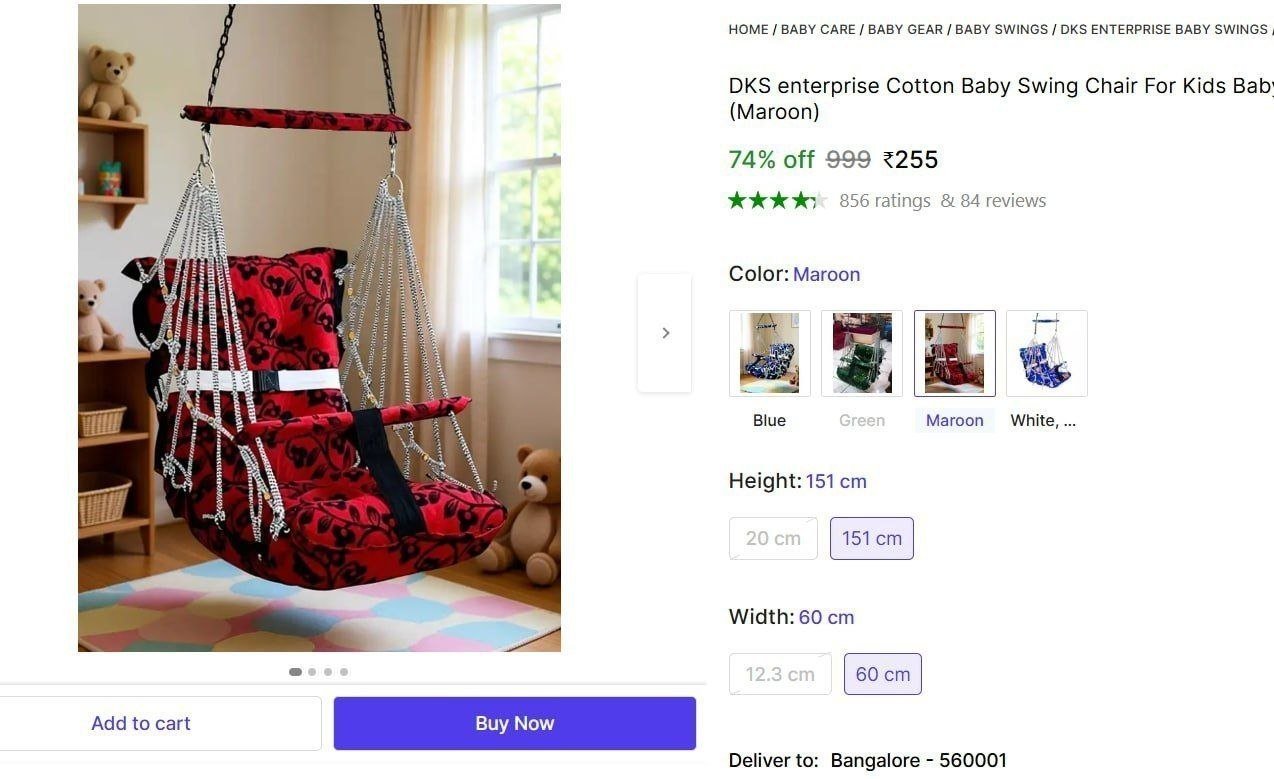 dks enterprise cotton baby swing chair kids baby s 1 3 year kid s safetybalt swings